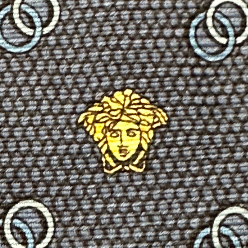 Gianni Versace Medusa Men's Tie Silk, Made in Italy, Gold Logo